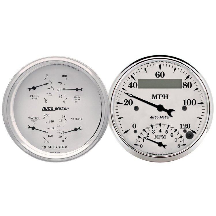 Old Tyme White Quad Gauge Kit 3-3/8" Electrical