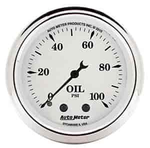 Old Tyme White Oil Pressure Gauge 2-1/16" Mechanical (Full Sweep)