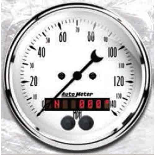 Old Tyme White Speedometer 3-3/8" Electrical