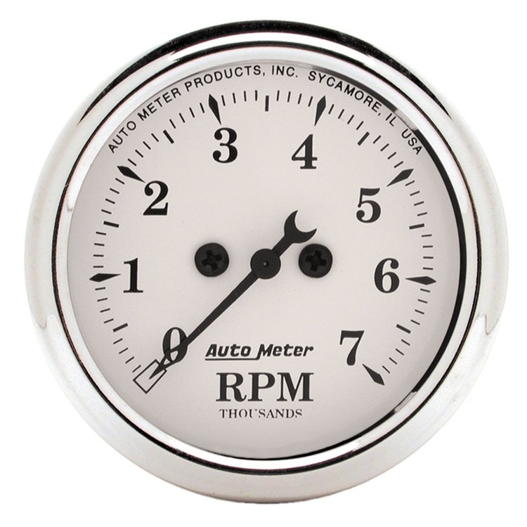 Old Tyme White Tachometer 2-1/16" Electrical