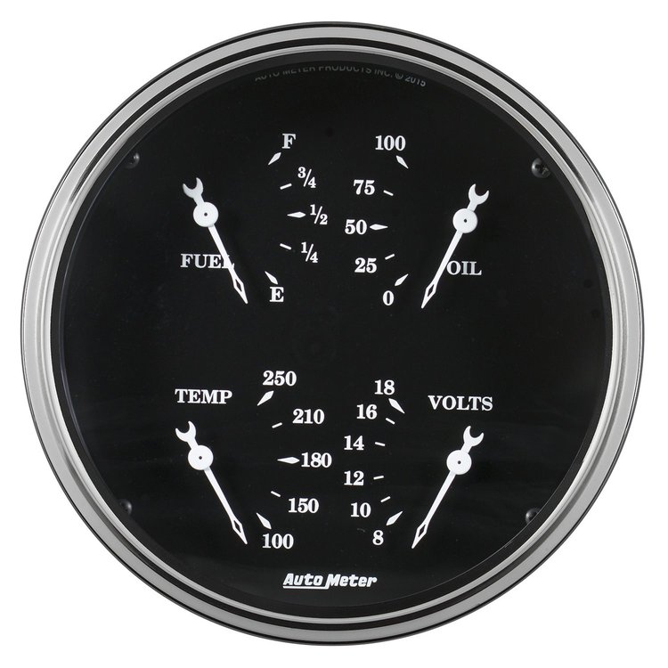 Old Tyme Black Quad Gauge 5" Electrical Includes: