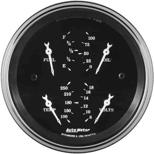 Old Tyme Black Quad Gauge 3-3/8" Electrical Includes: