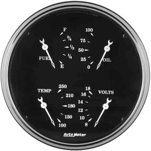 Old Tyme Black Quad Gauge 5" Electrical Includes: