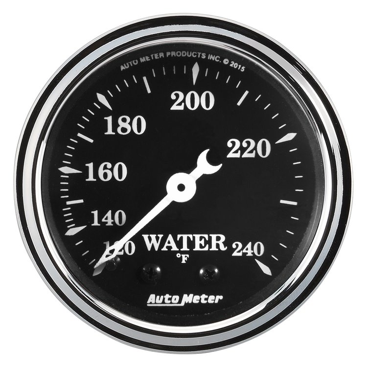 Old Tyme Black Water Temperature Gauge 2-1/16" Mechanical