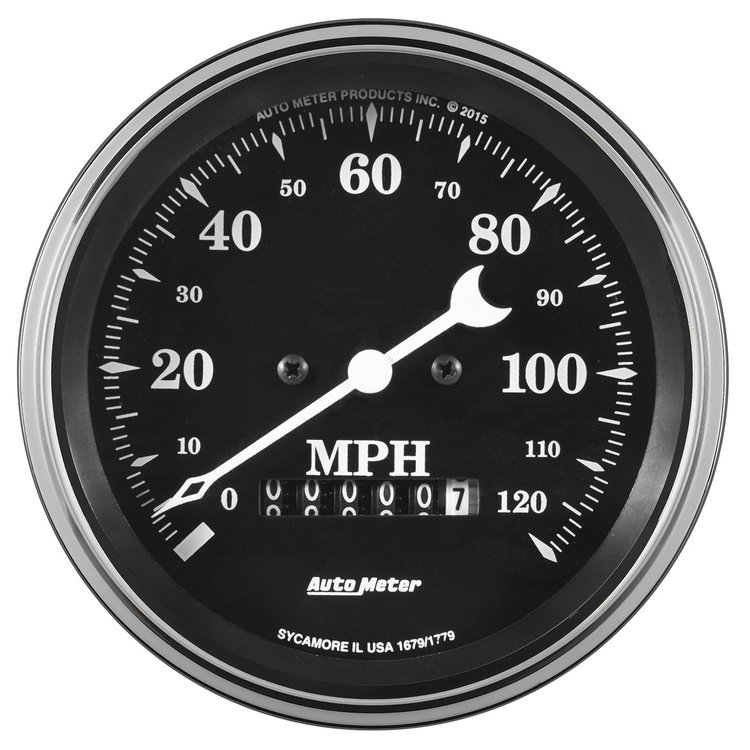 Old Tyme Black Speedometer With Programmable Wheel Odometer