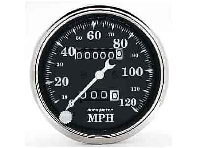 Old Tyme Black Speedometer 3-1/8" Mechanical