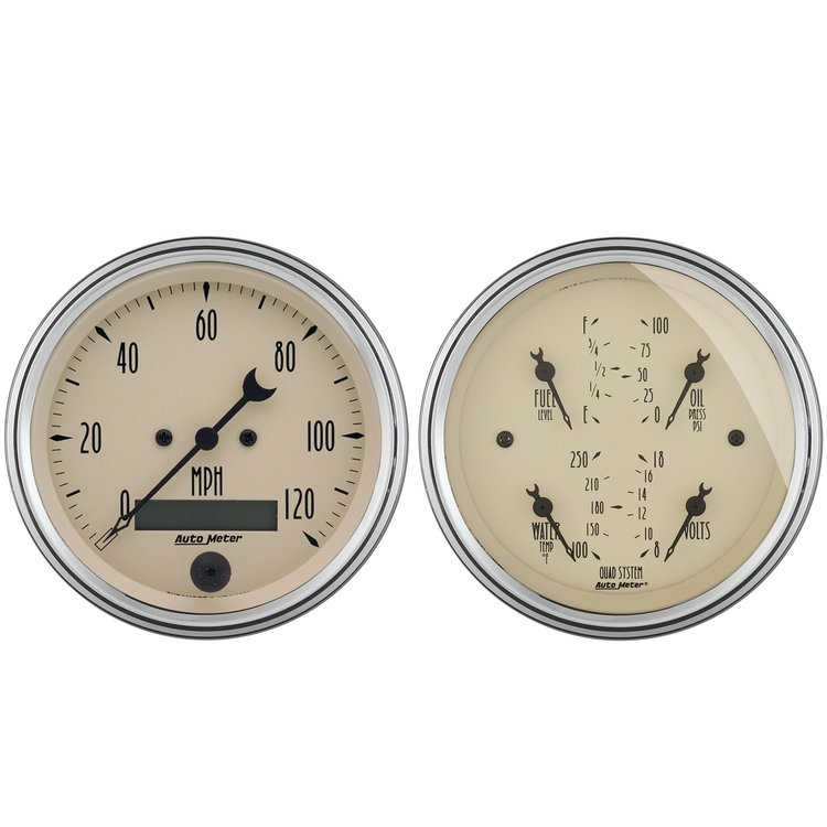 Antique Beige Quad Gauge Kit 3-3/8" Electrical