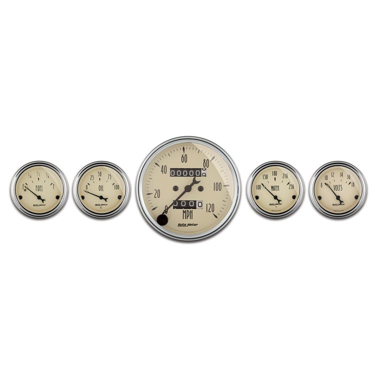 Antique Beige 5-Gauge Kit 3-1/8" Mechanical Speedometer (120 mph)