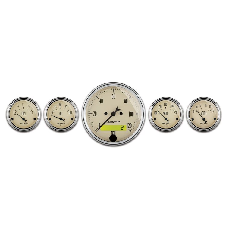 Antique Beige 5-Gauge Kit 3-1/8" Electrical Speedometer (120 mph)