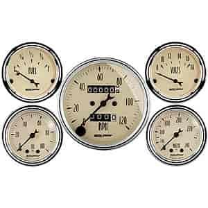 Antique Beige 5-Gauge Kit 3-1/8" Mechanical Speedometer (120 mph)