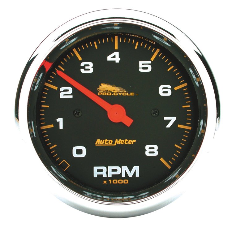 GAUGE TACH 3 3/4 8K RPM 2/4 CYLINDER BLACK PRO-CYCLE