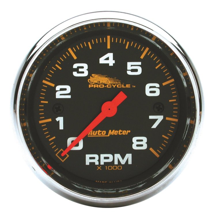 GAUGE TACH 2 5/8 8K RPM 2/4 CYLINDER BLACK PRO-CYCLE
