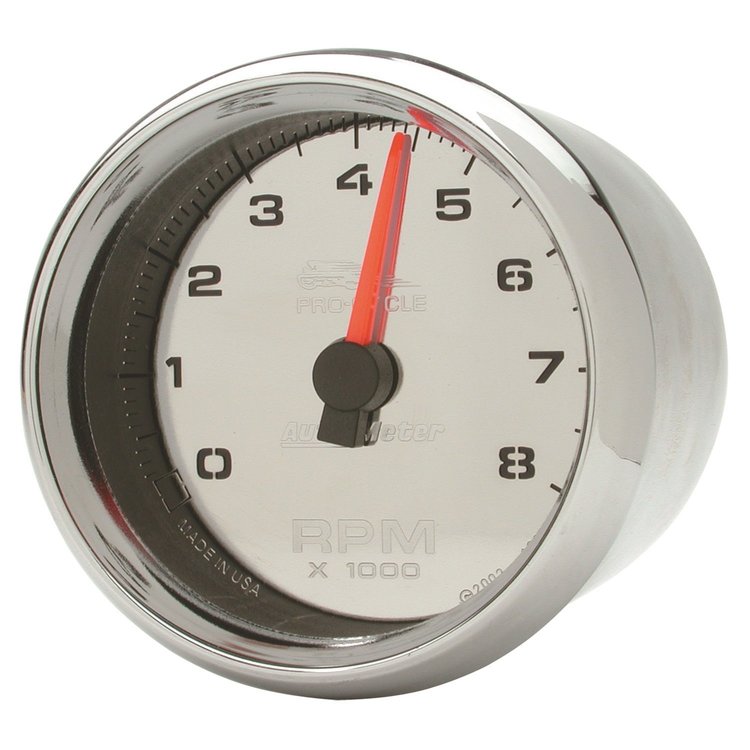 GAUGE TACH 2-5/8 8K RPM 2/4 CYLINDER CHROME PRO-CYCLE