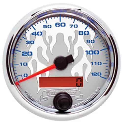 GAUGE SPEEDO 2 5/8 120 MPH ELEC CHROME FLAME PRO-CYCLE