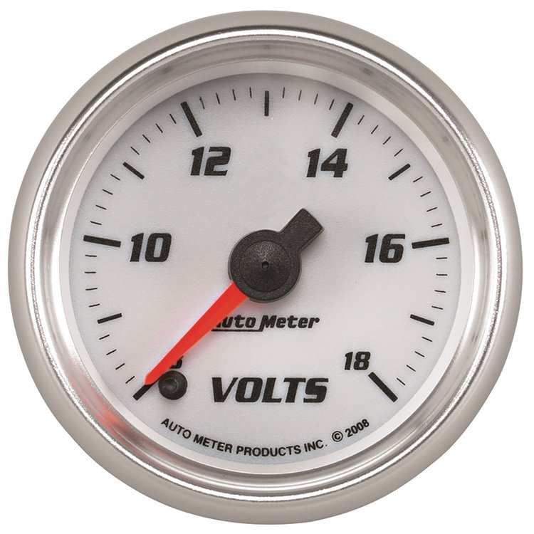 GAUGE VOLTMETER 2 1/16 18V DIGITAL STEPPER MOTOR WHITE PRO-CYCLE