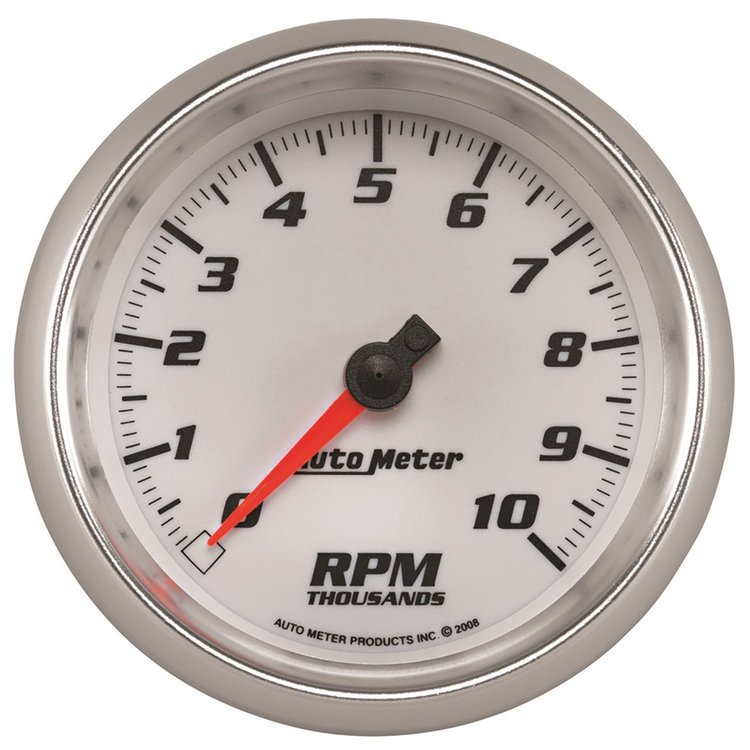 GAUGE TACHOMETER 3 3/8 10K RPM WHITE PRO-CYCLE