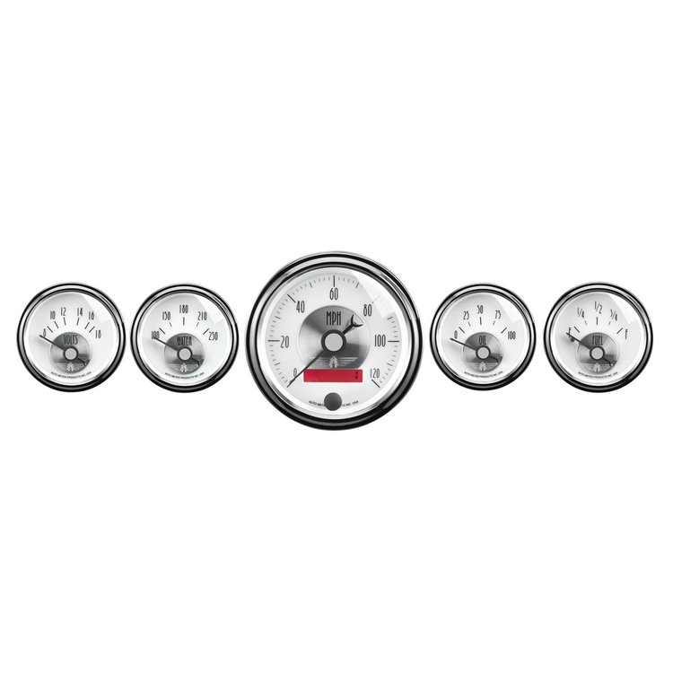 Prestige Pearl 5-Piece Gauge Kit 3-3/8" Speedometer (120 mph, LCD Odometer)