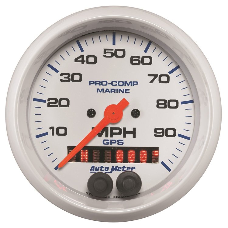 Pro-Comp White Phantom Marine Speedometer Diameter: 3-3/8"