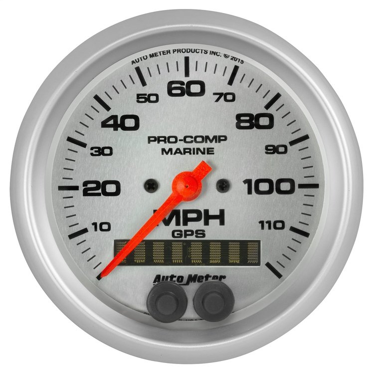 GAUGE SPEEDOMETER 3 3/8 120MPH GPS MARINE SILVER
