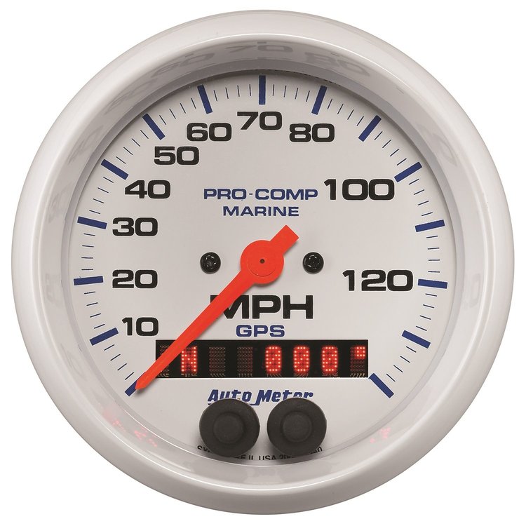 Pro-Comp White Phantom Marine Speedometer Diameter: 3-3/8"
