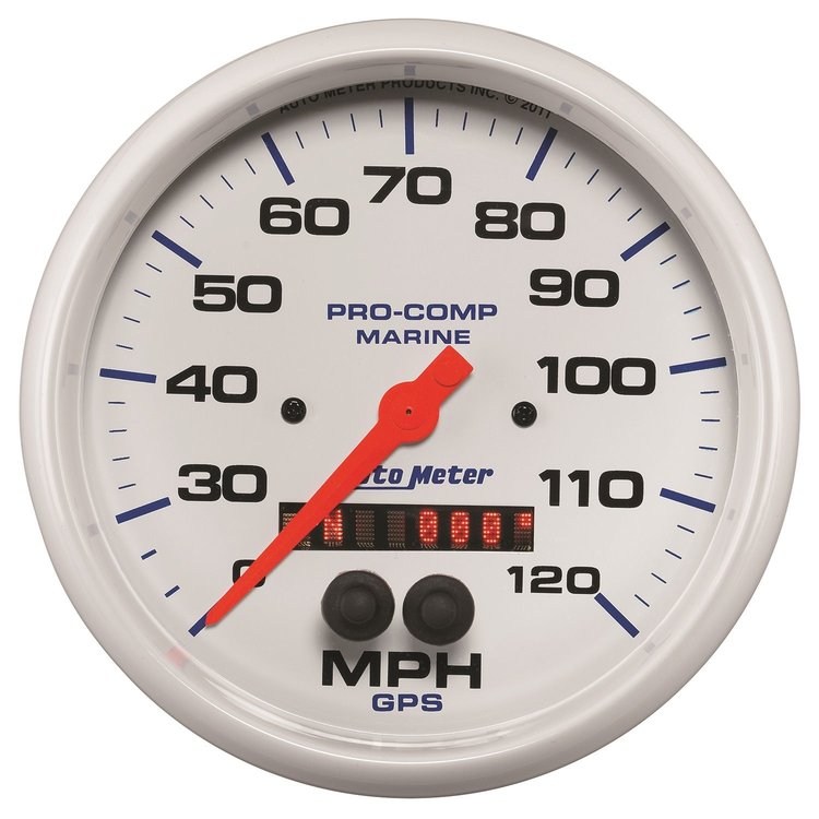 Pro-Comp White Phantom Marine Speedometer Diameter: 5"