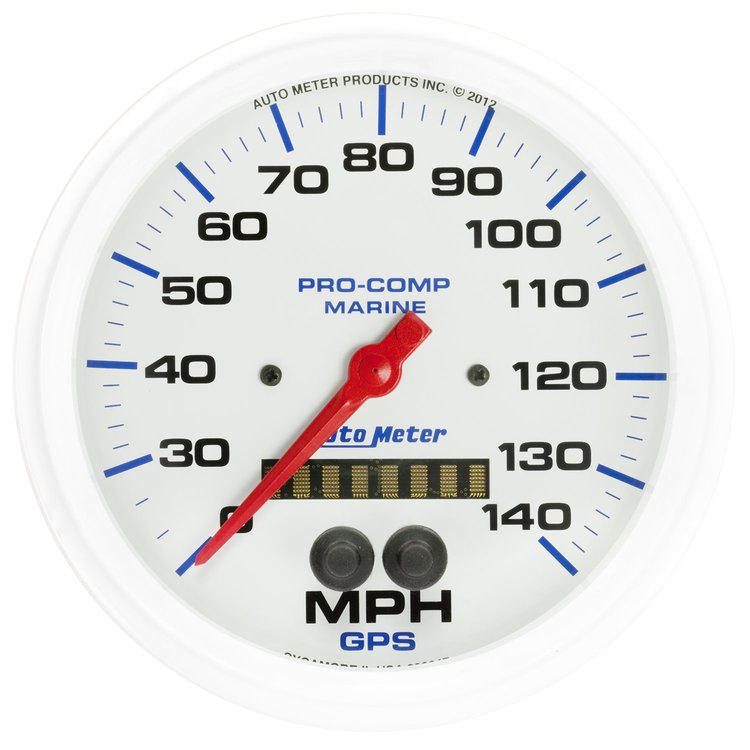 GAUGE SPEEDOMETER 5 140MPH GPS MARINE WHITE