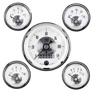 Prestige Pearl 5-Piece Gauge Kit 3-3/8" Speedometer (120 mph, Analog Odometer)