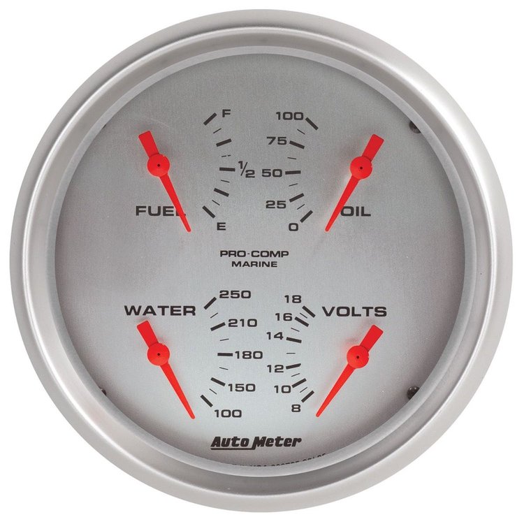 200705-33 5 in. Electrical Quad Gauge [Marine Silver]