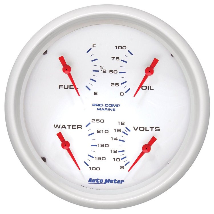200705 5 in. Electrical Quad Gauge [Marine White]