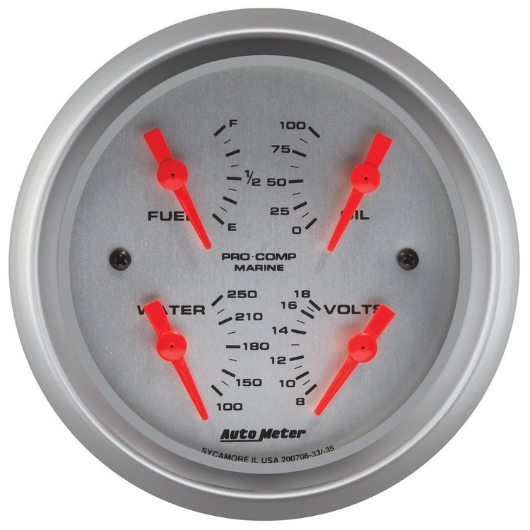 200706-33 3-3/8 in. Electrical Quad Gauge [Marine Silver]