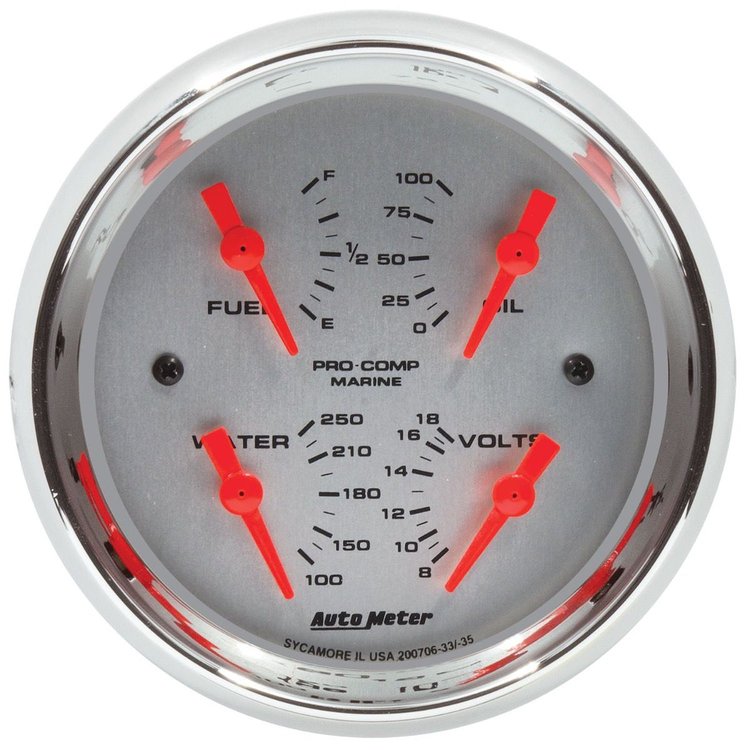 200706-35 3-3/8 in. Electrical Quad Gauge [Marine Chrome]