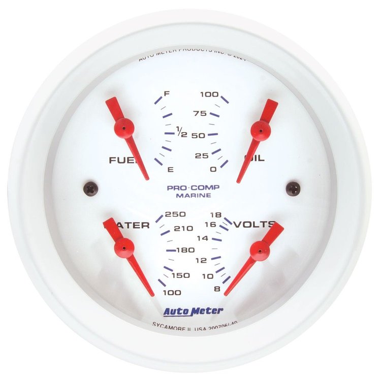 200706 3-3/8 in. Electrical Quad Gauge [Marine White]