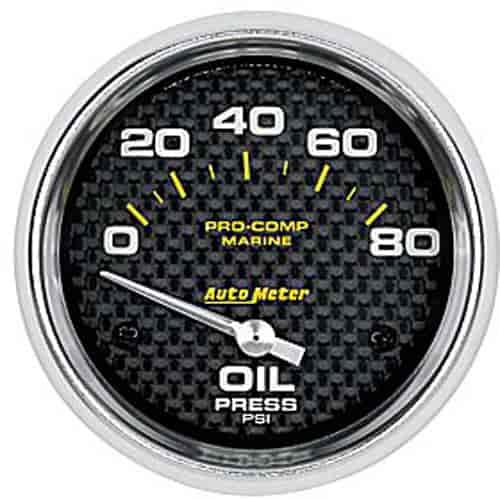 Pro-Comp Carbon Fiber Marine Oil Pressure Gauge Diameter: 2-5/8"