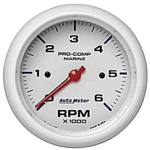 Pro-Comp White Phantom Marine Tachometer Diameter: 3-3/8"