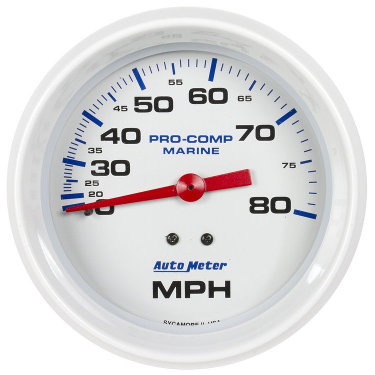 Pro-Comp White Phantom Marine Speedometer Diameter: 3-3/8"