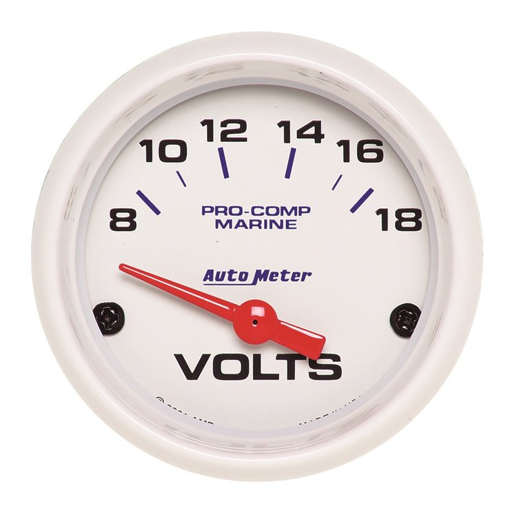 Pro-Comp White Phantom Marine Voltmeter Diameter: 2-1/16"