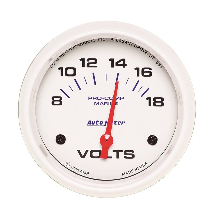 Pro-Comp White Phantom Marine Voltmeter Diameter: 2-5/8"