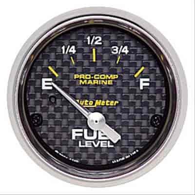 Pro-Comp Carbon Fiber Marine Fuel Level Gauge Diameter: 2-1/16"