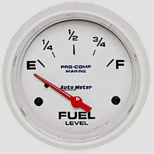 Pro-Comp White Phantom Marine Fuel Level Gauge Diameter: 2-5/8"