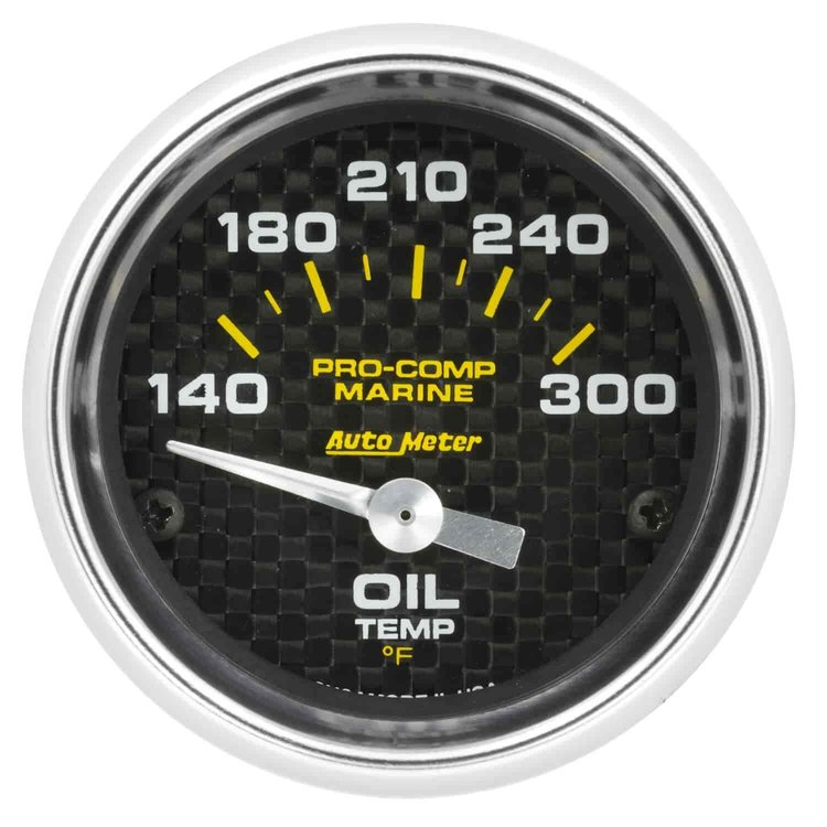 Pro-Comp Carbon Fiber Marine Oil Temperature Gauge Diameter: 2-1/16"
