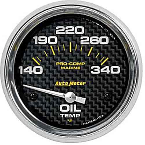Pro-Comp Carbon Fiber Marine Oil Temperature Gauge Diameter: 2-5/8"