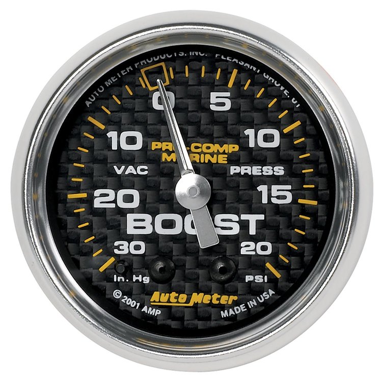 Pro-Comp Carbon Fiber Marine Vacuum / Boost Gauge Diameter: 2-1/16"