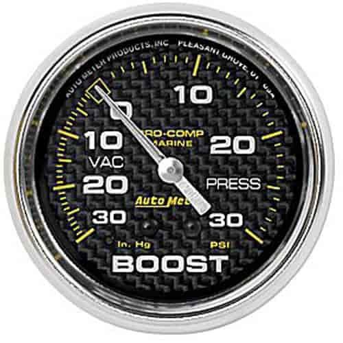 Pro-Comp Carbon Fiber Marine Vacuum / Boost Gauge Diameter: 2-5/8"