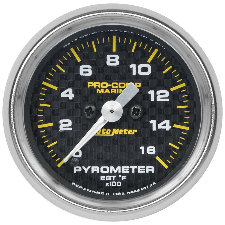 Pro-Comp Carbon Fiber Marine Pyrometer Gauge Diameter: 2-1/16"