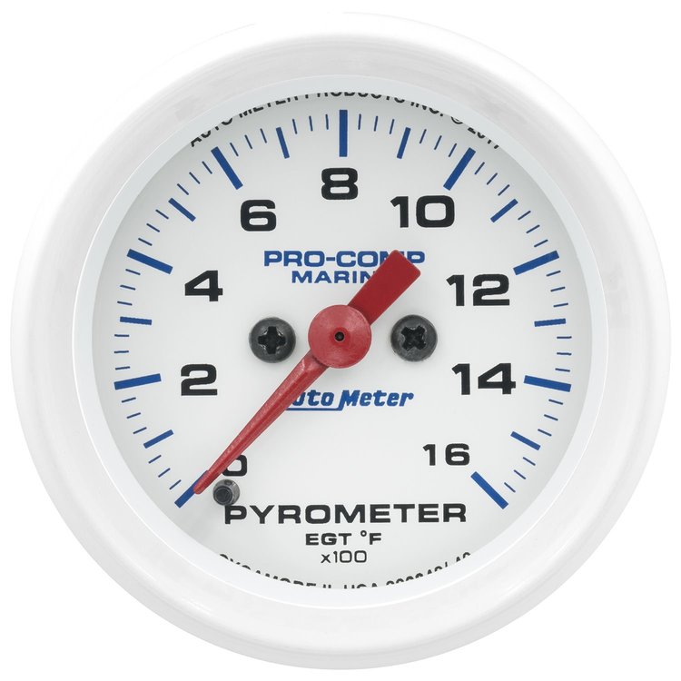 Pro-Comp White Phantom Marine Pyrometer Gauge Diameter: 2-1/16"