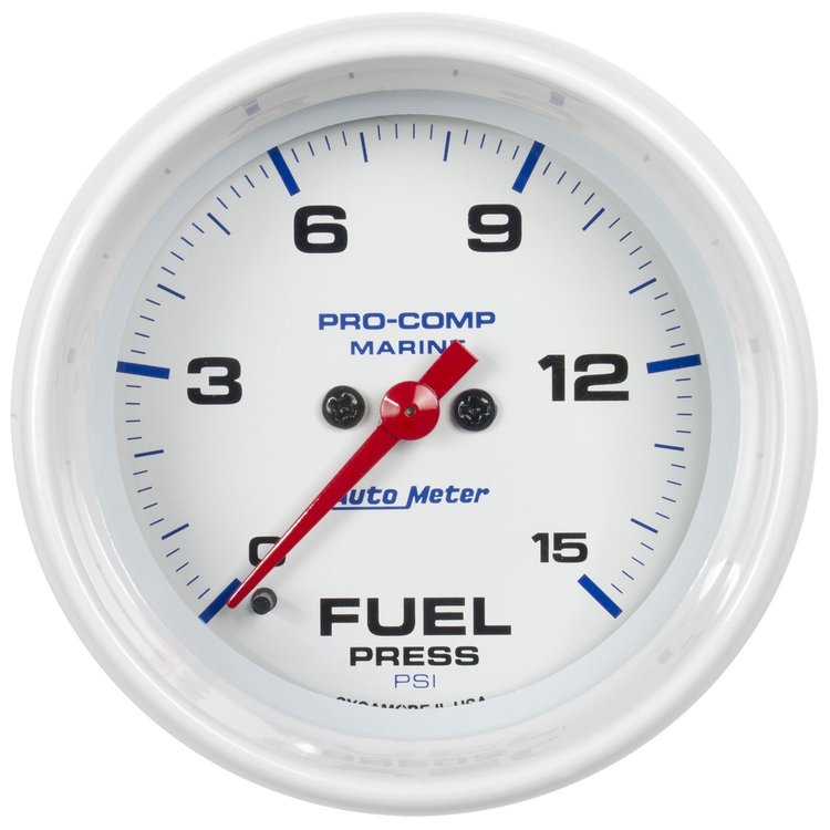 Pro-Comp White Phantom Marine Fuel Pressure Gauge Diameter: 2-1/16"