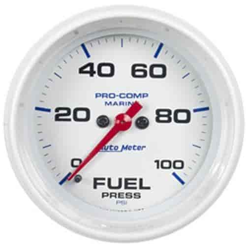 Pro-Comp White Phantom Marine Fuel Pressure Gauge Diameter: 2-5/8"