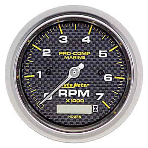 Pro-Comp Carbon Fiber Marine Tachometer With Hourmeter Diameter: 3-3/8"