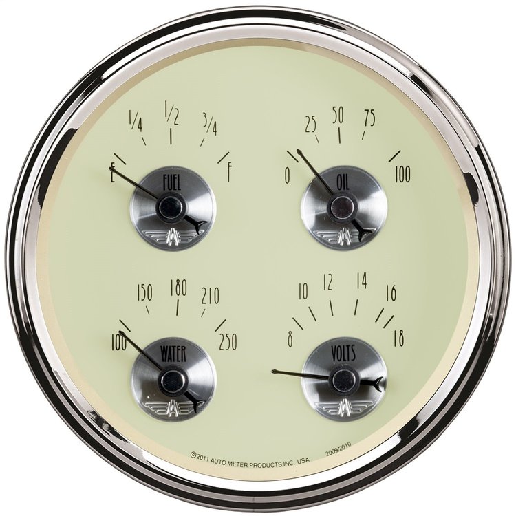 Antique Ivory Quad Gauge 5" Electrical