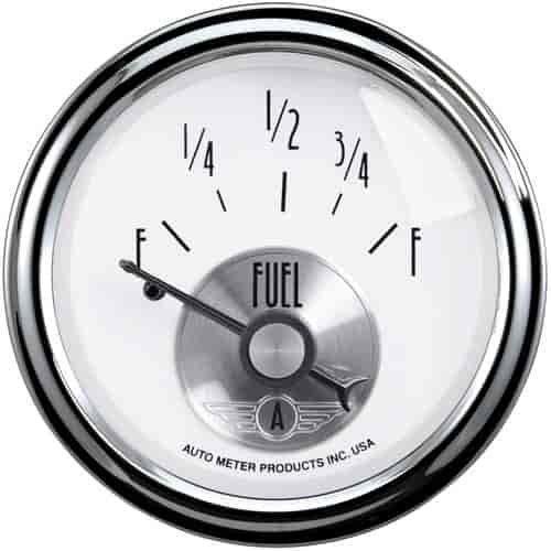 Prestige Pearl 2-1/16" Fuel Level Gauge 0-90 ohms